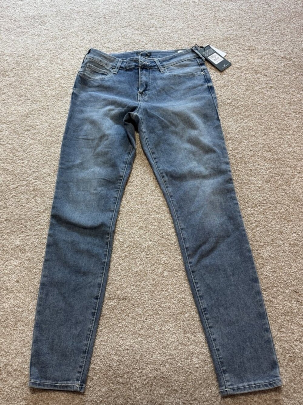True Religion Jennie Curvy Mid Rise Super Skinny Capri Crystal Blue Jeans Sz 28